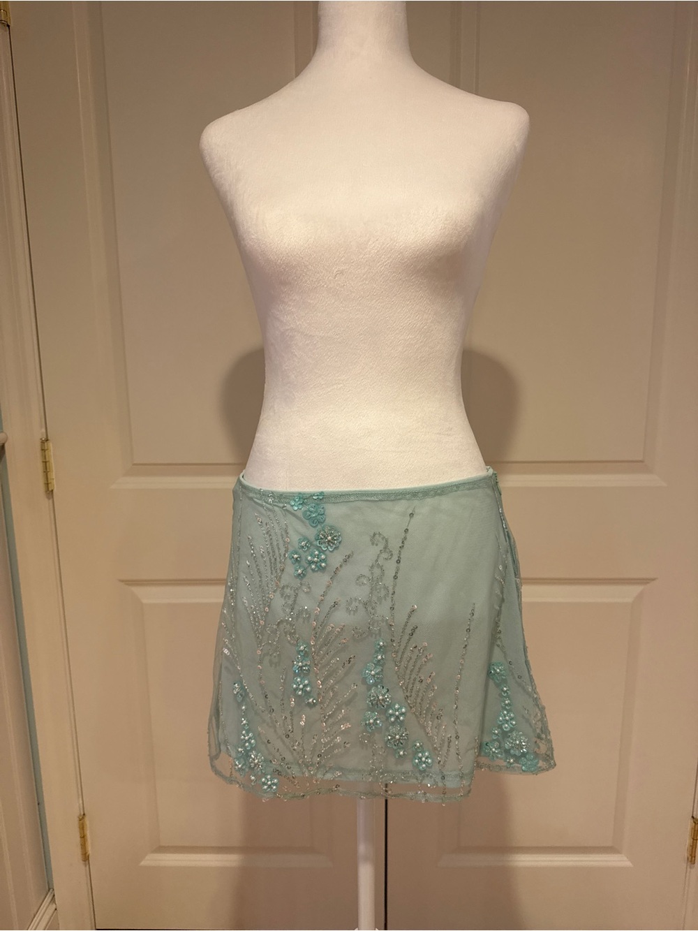 Peppermayo Seafoam Beaded Mini Skirt